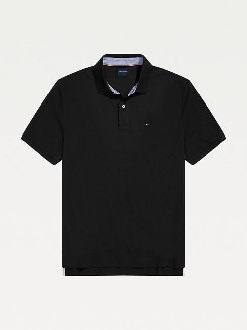 Black Tommy Hilfiger Adaptive Regular Fit Ivy Men\'s Polo Shirts | TH972SQK