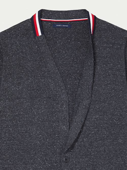 Black Tommy Hilfiger Adaptive Signature Collar Cardigan Men's Sweaters | TH943RYB