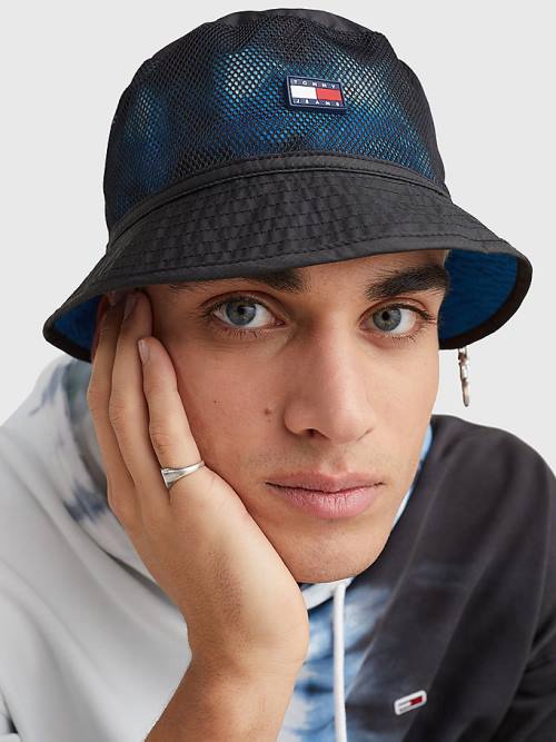 Black Tommy Hilfiger Adventure Reversible Bucket Men's Hats | TH517LQY