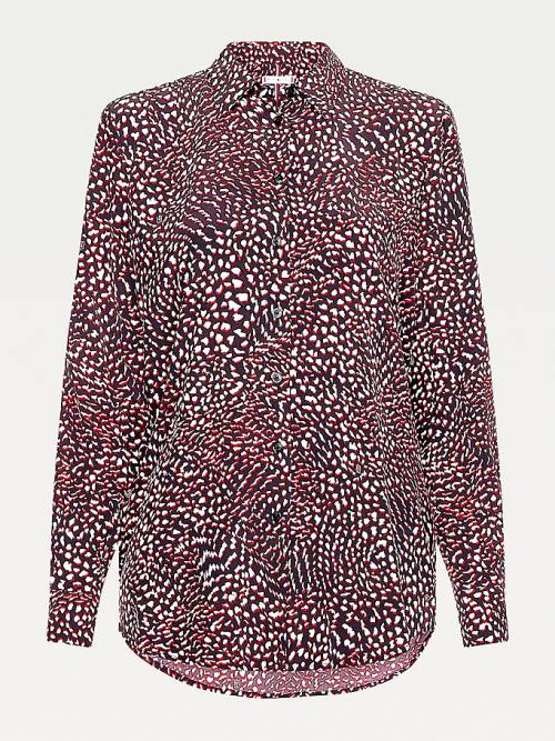 Black Tommy Hilfiger All-Over Print Regular Fit Viscose Women's Blouse | TH546JBY