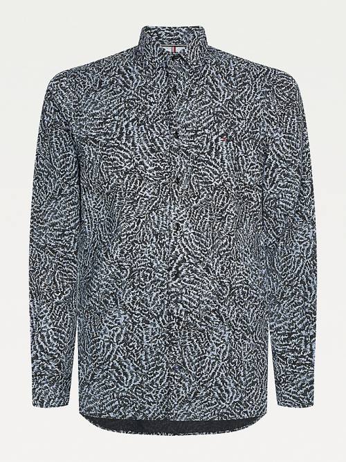 Black Tommy Hilfiger Animal Print Slim Fit Men\'s Shirts | TH192IFS