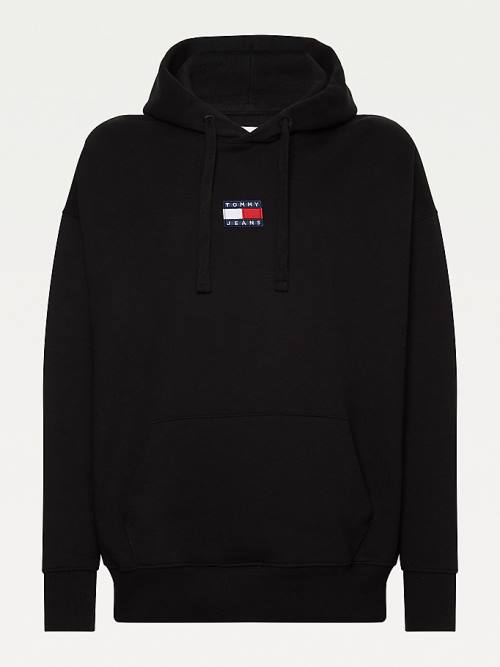 Black Tommy Hilfiger Badge Organic Cotton Men's Hoodie | TH109AJC