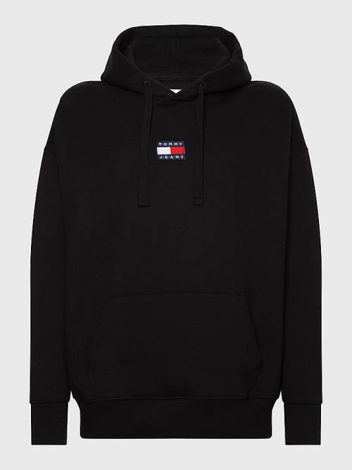 Black Tommy Hilfiger Badge Organic Cotton Men\'s Hoodie | TH109AJC