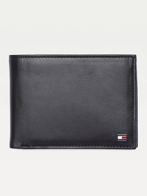 Black Tommy Hilfiger Bifold Leather Men\'s Wallets | TH312LIX