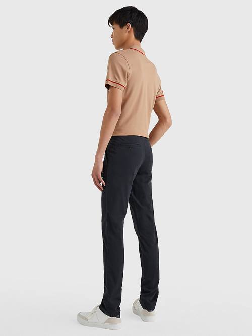 Black Tommy Hilfiger Bleecker Satin Slim Fit Chinos Men's Pants | TH597FVK