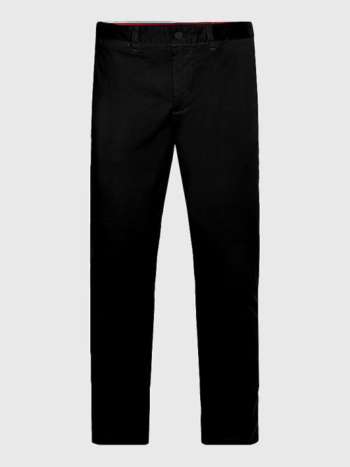 Black Tommy Hilfiger Bleecker Satin Slim Fit Chinos Men's Pants | TH597FVK