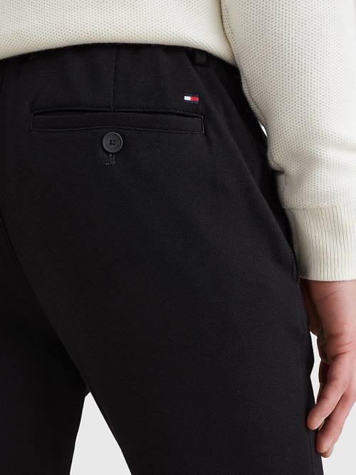 Black Tommy Hilfiger Bleecker Slim Fit Jersey Chinos Men's Pants | TH790XVG