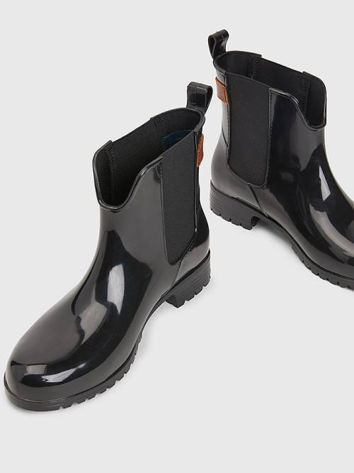 Black Tommy Hilfiger Buckled Ankle Wellies Women's Boots | TH208LWS