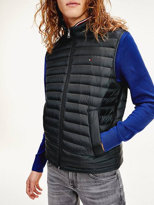 Black Tommy Hilfiger CORE PACKABLE DOWN VEST Men's Coats | TH345NMW