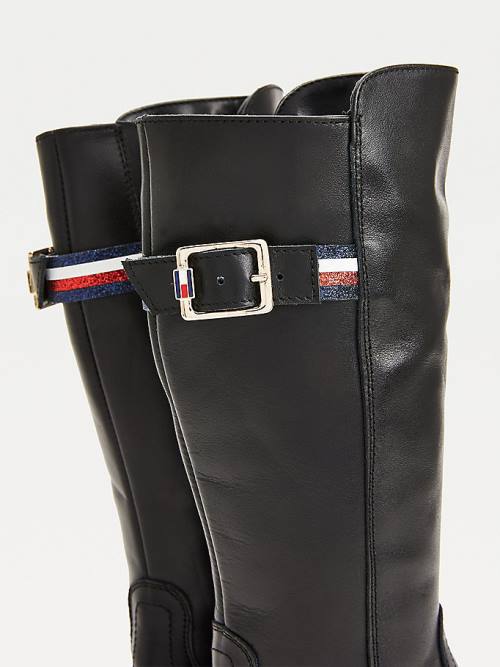 Black Tommy Hilfiger Calf Leather Girls' Boots | TH563UFK