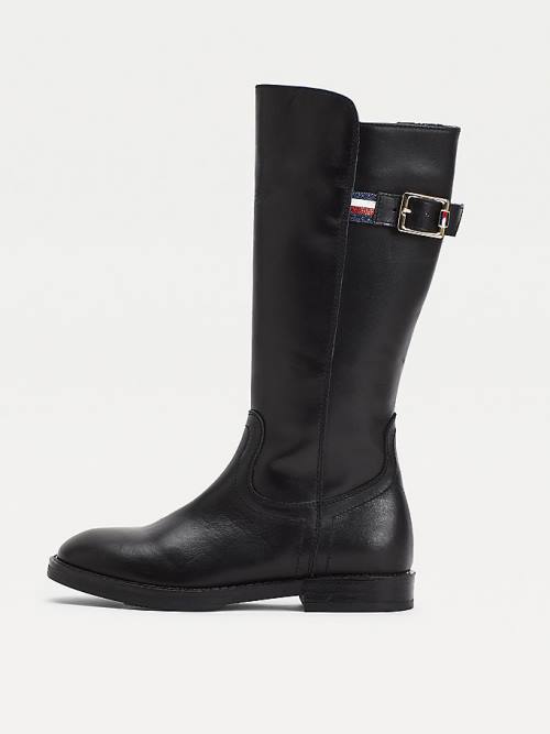 Black Tommy Hilfiger Calf Leather Girls' Boots | TH563UFK