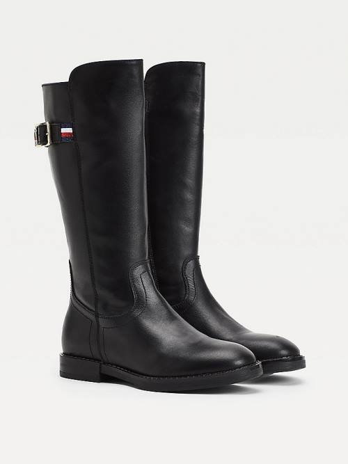 Black Tommy Hilfiger Calf Leather Girls\' Boots | TH563UFK