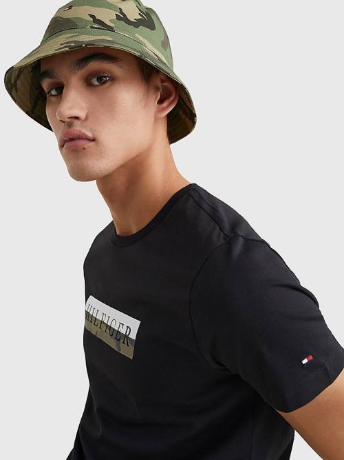 Black Tommy Hilfiger Camo Graphic Logo Men's T Shirts | TH645ZGV