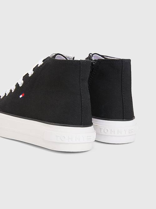 Black Tommy Hilfiger Canvas Chunky High-Top Girls' Sneakers | TH406XIB