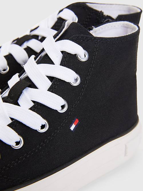 Black Tommy Hilfiger Canvas Chunky High-Top Girls' Sneakers | TH406XIB