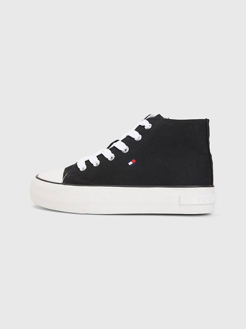 Black Tommy Hilfiger Canvas Chunky High-Top Girls' Sneakers | TH406XIB