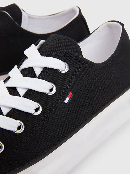 Black Tommy Hilfiger Canvas Chunky Low-Top Girls' Sneakers | TH862GEZ