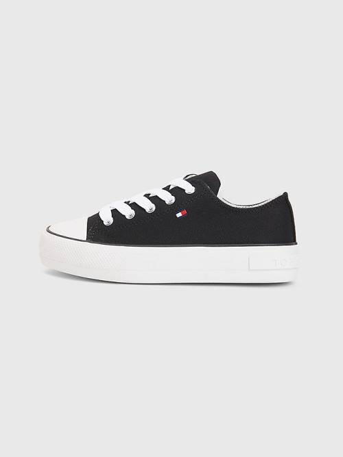 Black Tommy Hilfiger Canvas Chunky Low-Top Girls' Sneakers | TH862GEZ