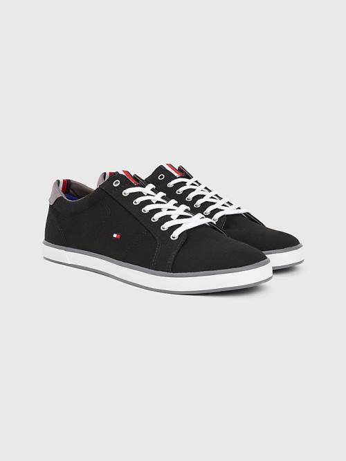 Black Tommy Hilfiger Canvas Lace Up Men\'s Sneakers | TH730NDY