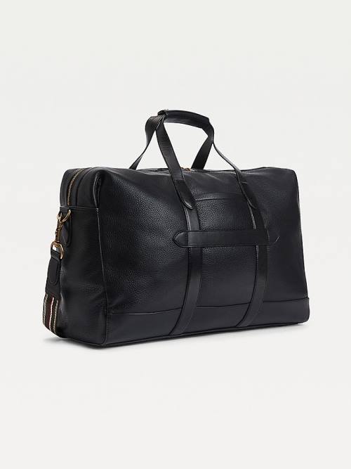 Black Tommy Hilfiger Casual Leather Duffel Men's Bags | TH502GPD