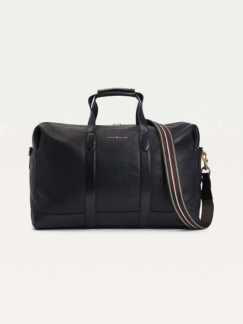 Black Tommy Hilfiger Casual Leather Duffel Men\'s Bags | TH502GPD