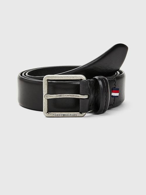 Black Tommy Hilfiger Casual Leather Essential Men\'s Belts | TH524YLN