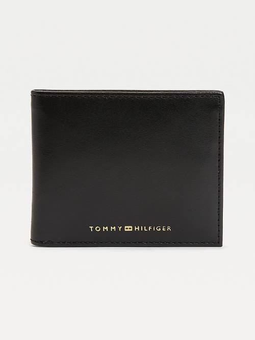 Black Tommy Hilfiger Casual Leather Small Card Men\'s Wallets | TH514CKZ