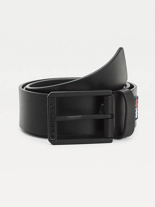 Black Tommy Hilfiger Casual Organic Leather Men\'s Belts | TH316SQR