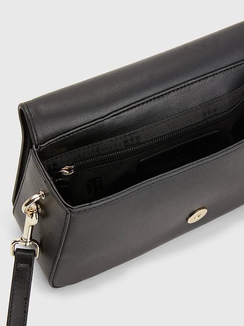 Black Tommy Hilfiger Chain Interlock Crossover Women's Bags | TH905AJD