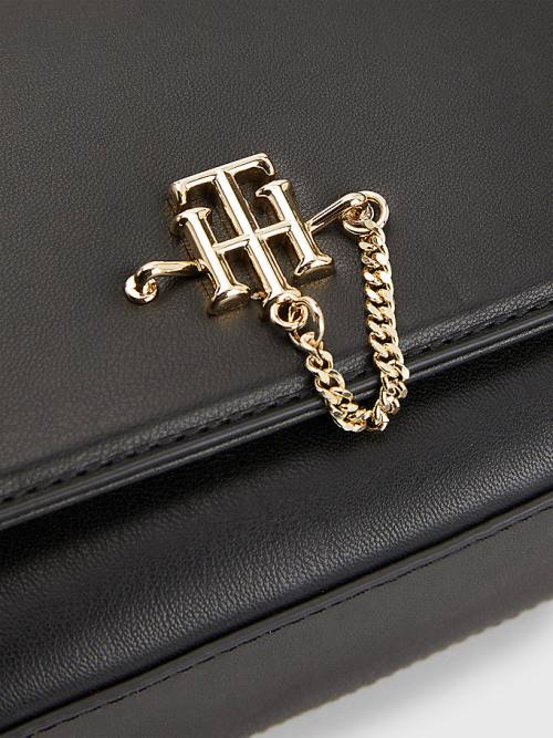 Black Tommy Hilfiger Chain Interlock Crossover Women's Bags | TH905AJD