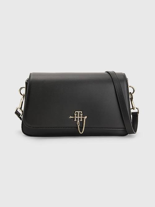 Black Tommy Hilfiger Chain Interlock Crossover Women\'s Bags | TH905AJD