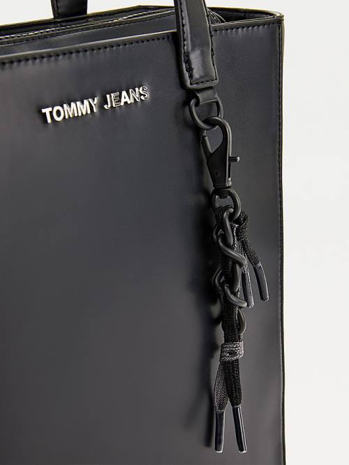 Black Tommy Hilfiger Charm Tote Women's Bags | TH185KJG