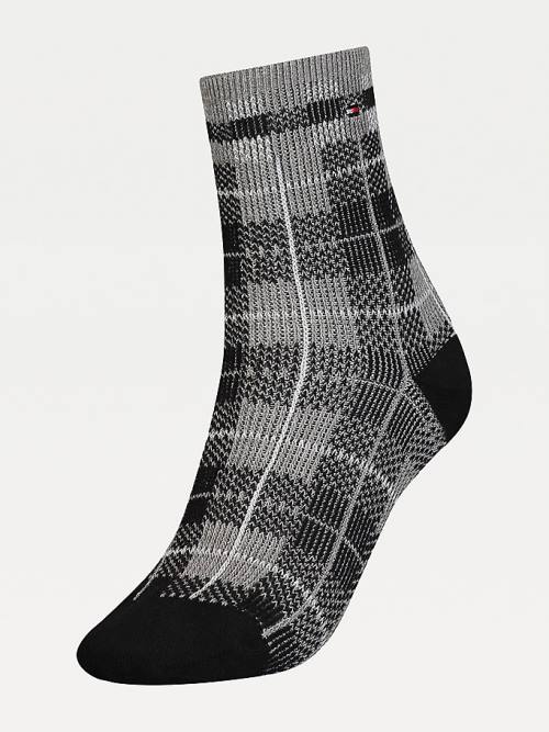 Black Tommy Hilfiger Check Short Women\'s Socks | TH743KMD