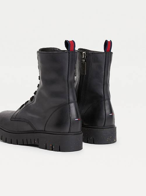 Black Tommy Hilfiger Chunky Cleat Lace-Up Women's Boots | TH315WHR