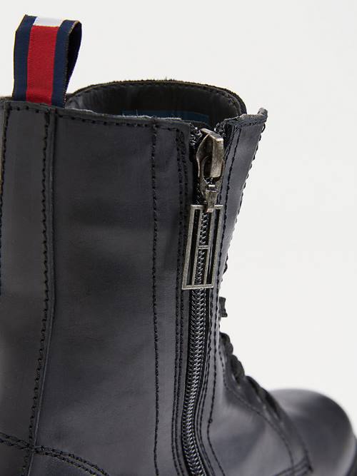 Black Tommy Hilfiger Chunky Cleat Lace-Up Women's Boots | TH315WHR