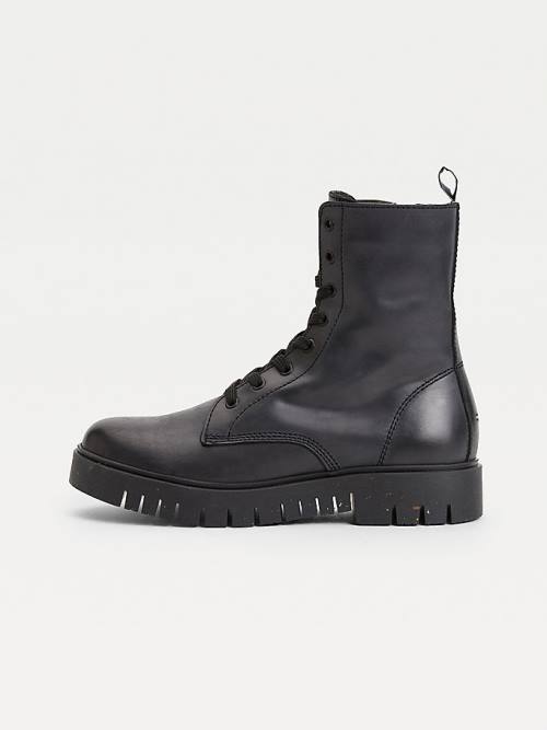 Black Tommy Hilfiger Chunky Cleat Lace-Up Women's Boots | TH315WHR