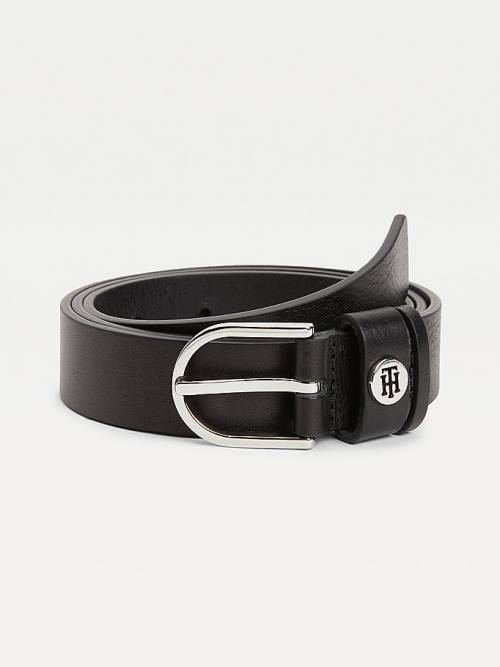 Black Tommy Hilfiger Classics Monogram Organic Leather Women\'s Belts | TH728ADW