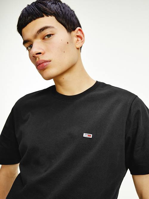 Black Tommy Hilfiger Classics Organic Cotton Men's T Shirts | TH987LMI