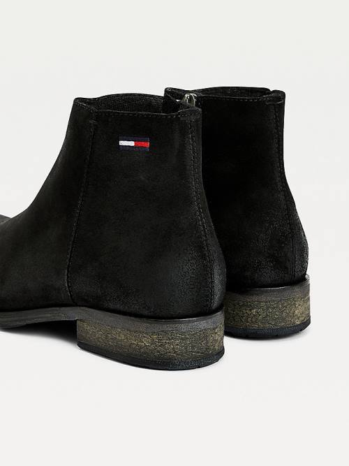 Black Tommy Hilfiger Classics Suede Chelsea Men's Boots | TH842GZB