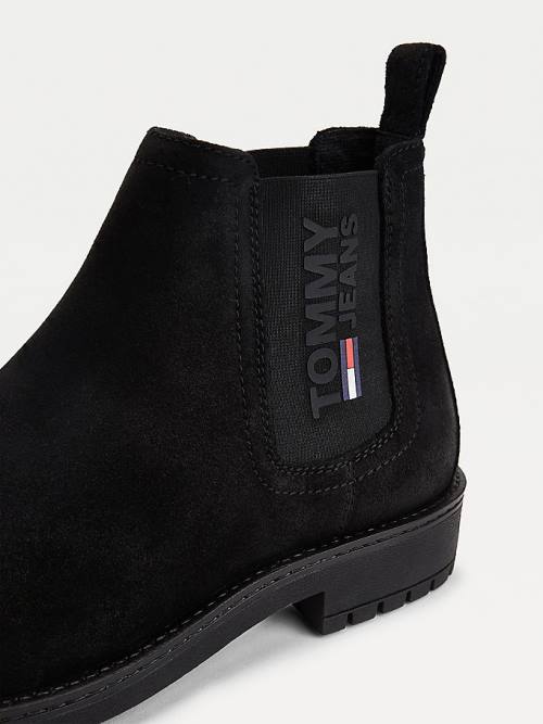 Black Tommy Hilfiger Classics Suede Cleat Chelsea Men's Boots | TH651OPY