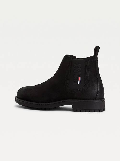 Black Tommy Hilfiger Classics Suede Cleat Chelsea Men's Boots | TH651OPY