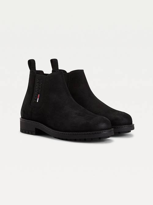 Black Tommy Hilfiger Classics Suede Cleat Chelsea Men\'s Boots | TH651OPY