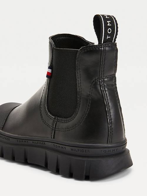 Black Tommy Hilfiger Cleat Chelsea Girls' Boots | TH240JUT