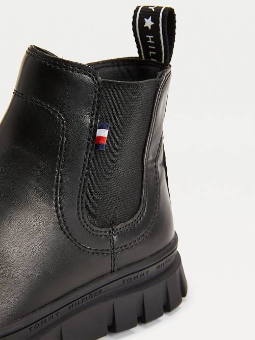 Black Tommy Hilfiger Cleat Chelsea Girls' Boots | TH240JUT