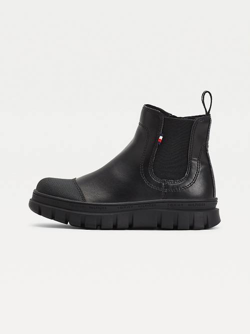 Black Tommy Hilfiger Cleat Chelsea Girls' Boots | TH240JUT