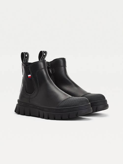 Black Tommy Hilfiger Cleat Chelsea Girls\' Boots | TH240JUT