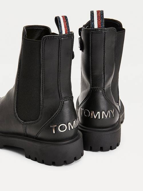 Black Tommy Hilfiger Cleat Chelsea Girls' Boots | TH764JDH