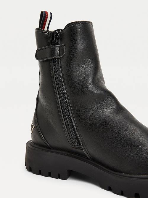 Black Tommy Hilfiger Cleat Chelsea Girls' Boots | TH764JDH