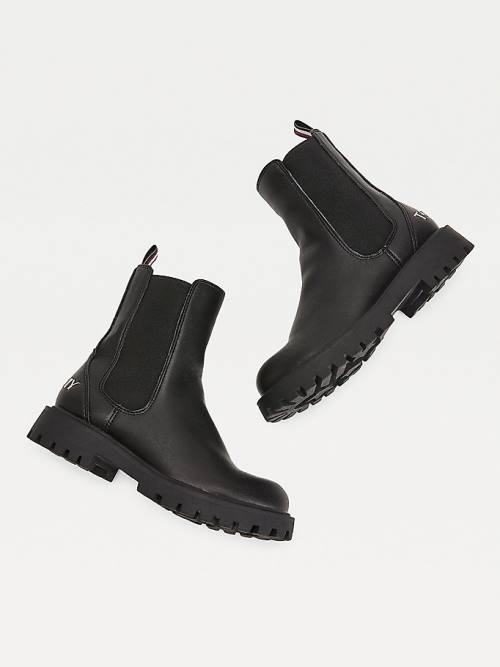 Black Tommy Hilfiger Cleat Chelsea Girls' Boots | TH764JDH