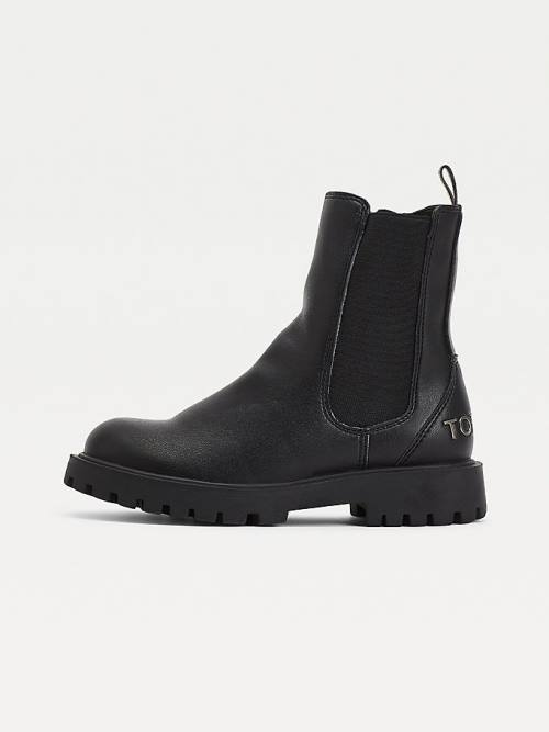 Black Tommy Hilfiger Cleat Chelsea Girls' Boots | TH764JDH